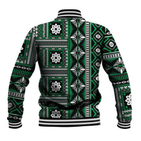 Fiji Masi Tapa Pattern Green Baseball Jacket LT01 - Polynesian Pride