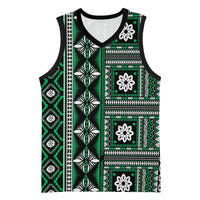 Fiji Masi Tapa Pattern Green Basketball Jersey LT01 Unisex Green - Polynesian Pride