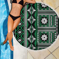 Fiji Masi Tapa Pattern Green Beach Blanket LT01 - Polynesian Pride