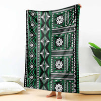 Fiji Masi Tapa Pattern Green Blanket LT01 - Polynesian Pride