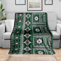 Fiji Masi Tapa Pattern Green Blanket LT01 - Polynesian Pride