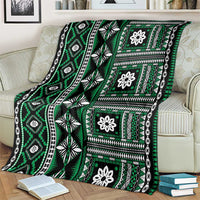 Fiji Masi Tapa Pattern Green Blanket LT01 - Polynesian Pride