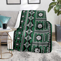 Fiji Masi Tapa Pattern Green Blanket LT01 - Polynesian Pride
