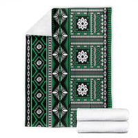 Fiji Masi Tapa Pattern Green Blanket LT01 - Polynesian Pride