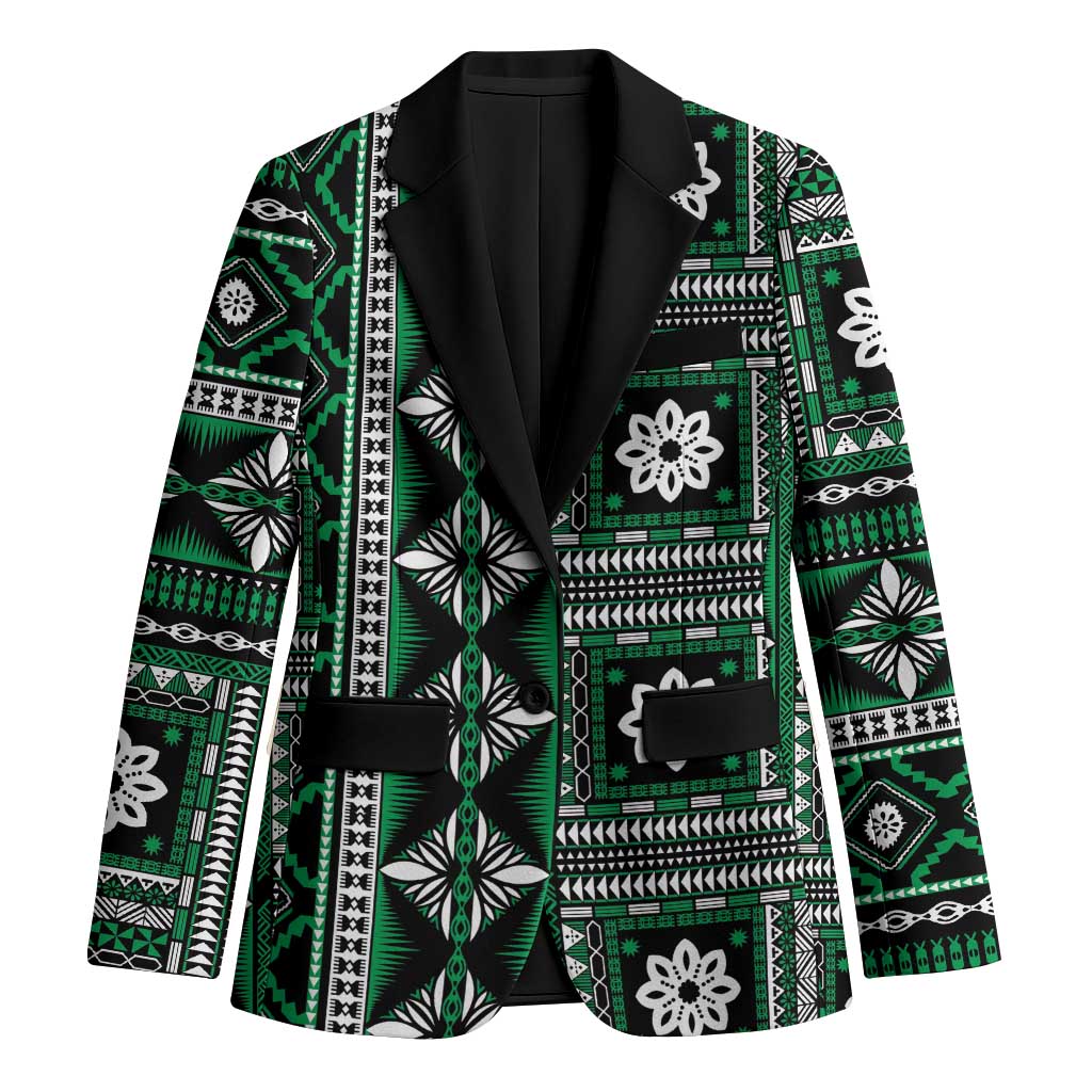 Fiji Masi Tapa Pattern Green Blazer LT01 Unisex Green - Polynesian Pride