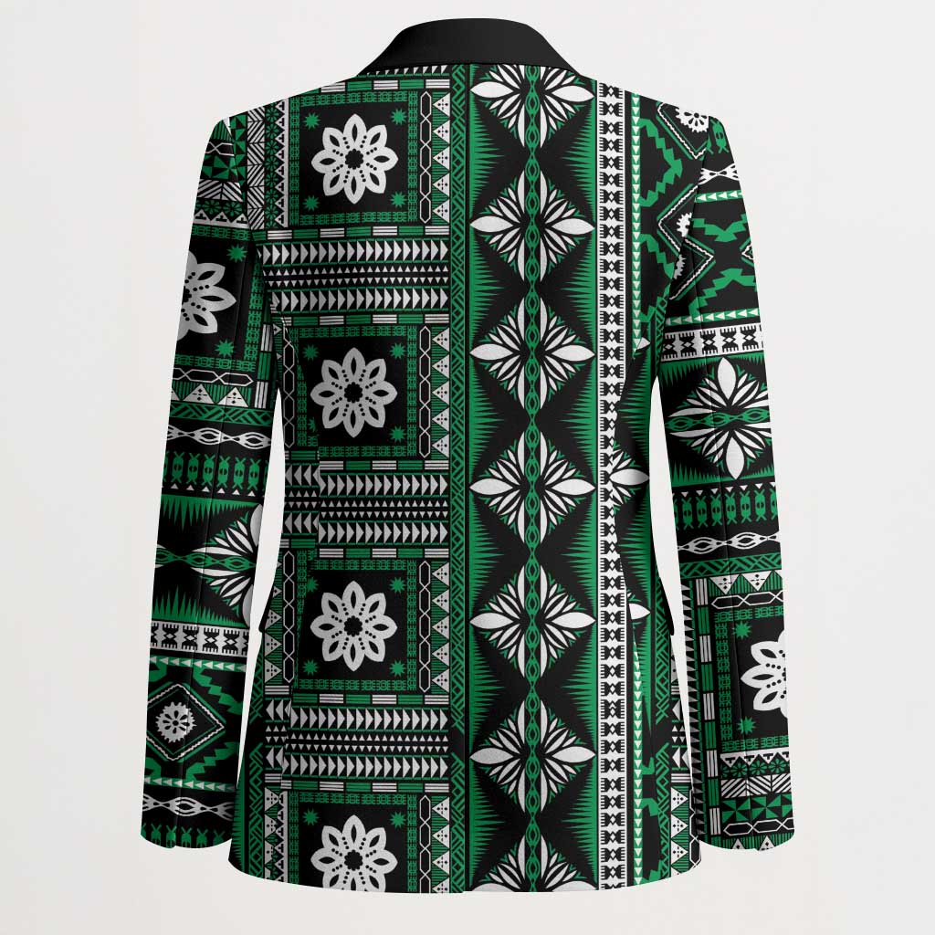 Fiji Masi Tapa Pattern Green Blazer LT01 - Polynesian Pride