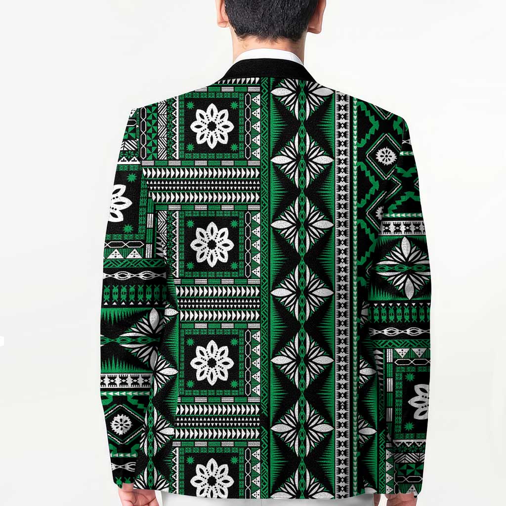 Fiji Masi Tapa Pattern Green Blazer LT01 - Polynesian Pride