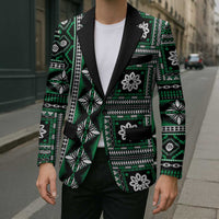 Fiji Masi Tapa Pattern Green Blazer LT01 - Polynesian Pride