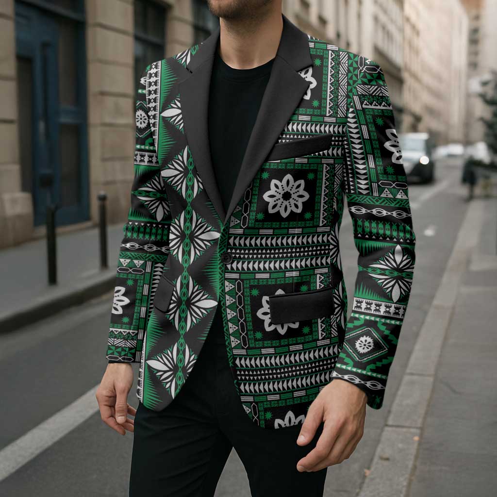 Fiji Masi Tapa Pattern Green Blazer LT01 - Polynesian Pride