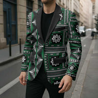 Fiji Masi Tapa Pattern Green Blazer LT01 - Polynesian Pride