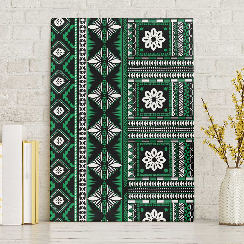 Fiji Masi Tapa Pattern Green Canvas Wall Art LT01 Without Frame Green - Polynesian Pride