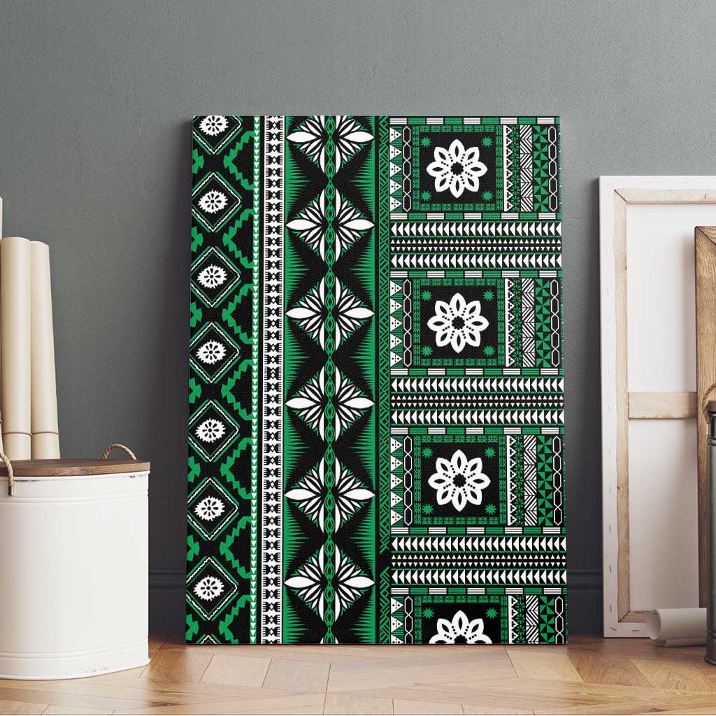 Fiji Masi Tapa Pattern Green Canvas Wall Art LT01 - Polynesian Pride