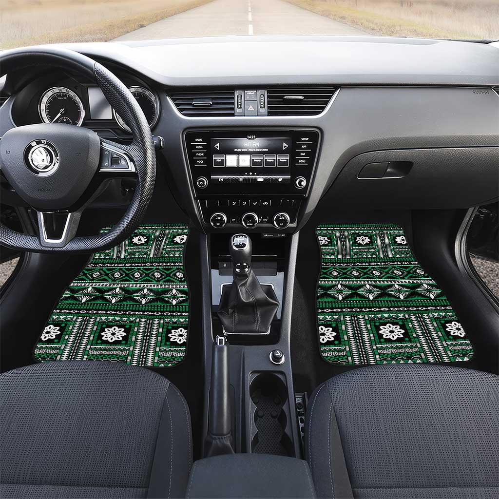 Fiji Masi Tapa Pattern Green Car Mats LT01 Set 2pcs - Front Green - Polynesian Pride