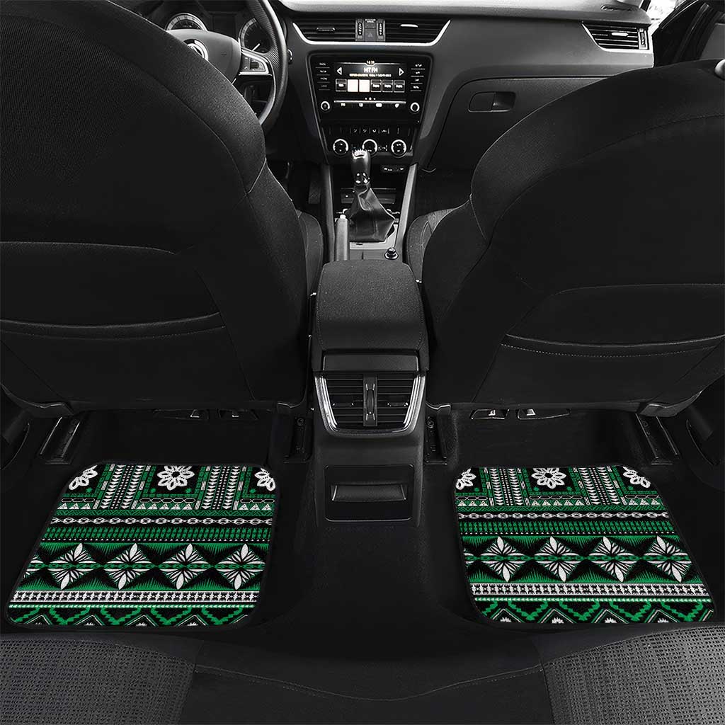 Fiji Masi Tapa Pattern Green Car Mats LT01 Set 2pcs - Back Green - Polynesian Pride