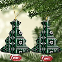 Fiji Masi Tapa Pattern Green Ceramic Ornament LT01 Christmas Tree Green - Polynesian Pride