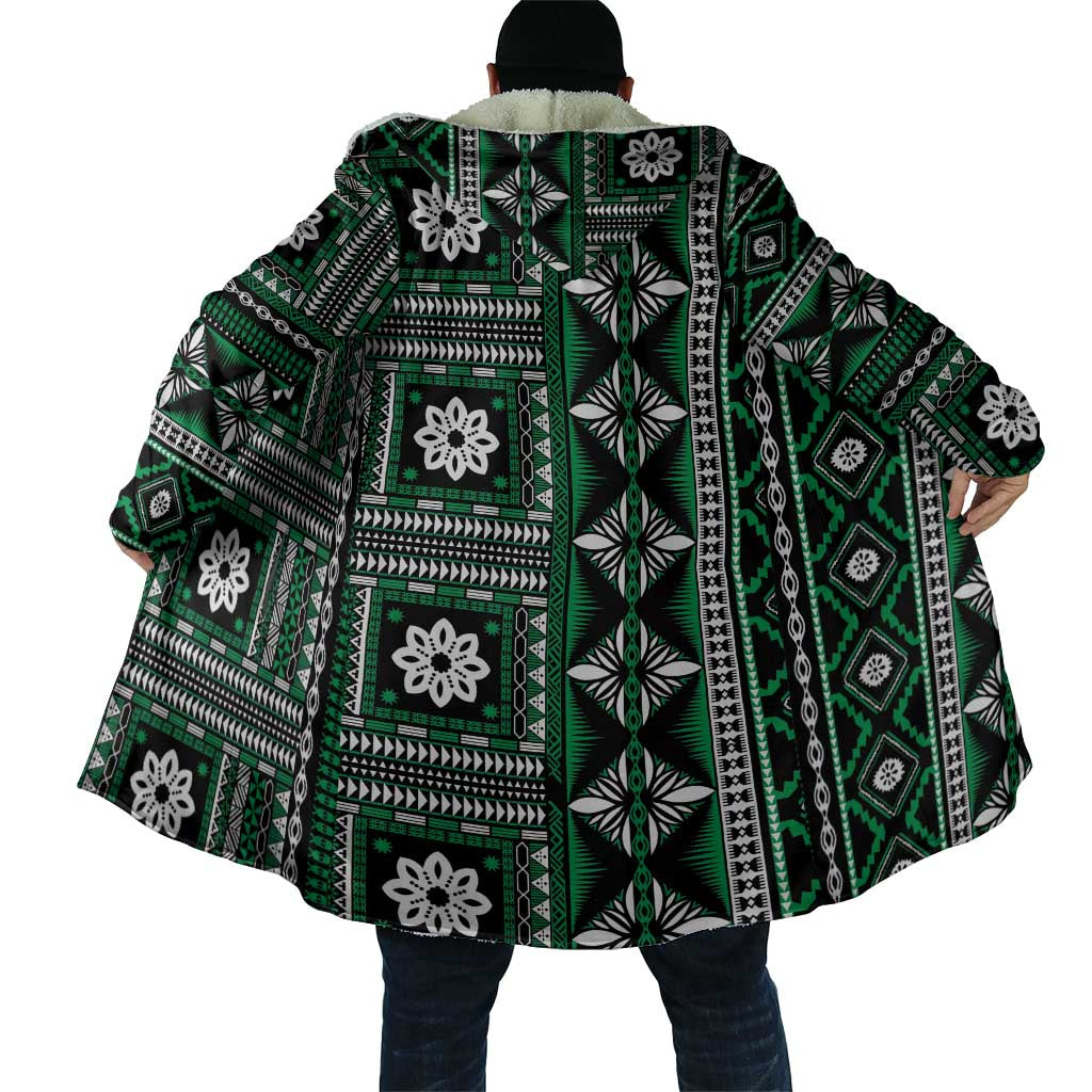 Fiji Masi Tapa Pattern Green Cloak LT01 - Polynesian Pride
