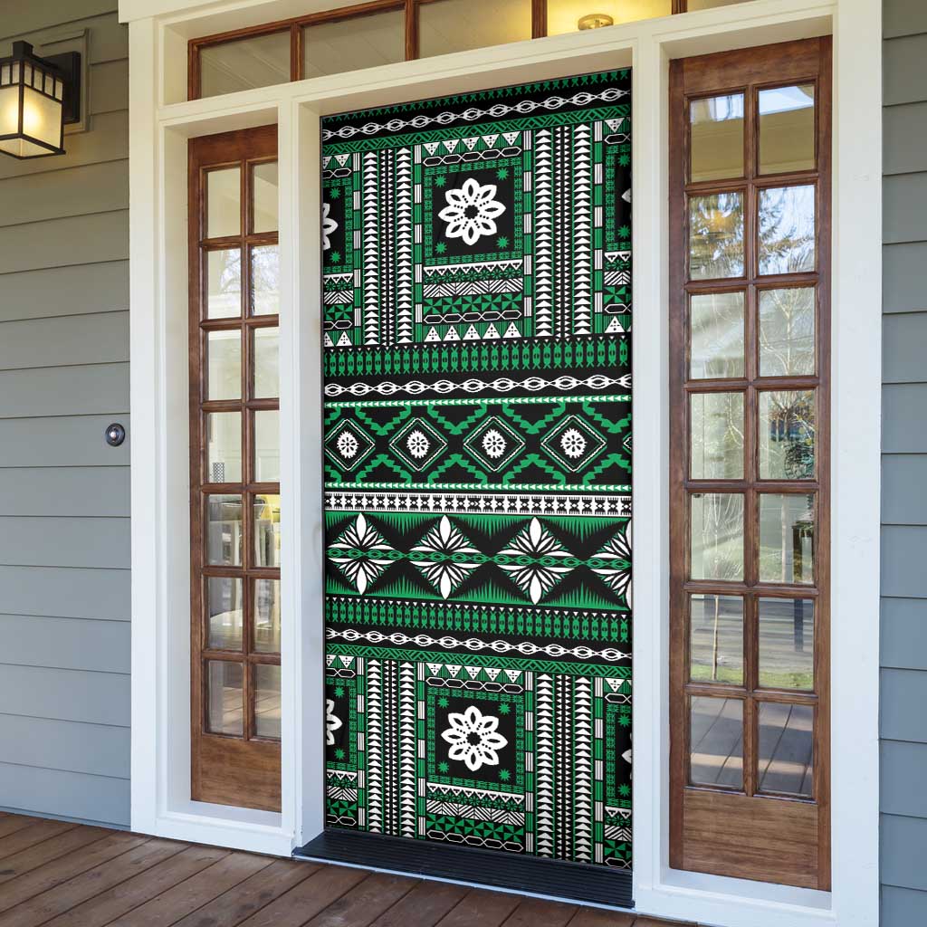 Fiji Masi Tapa Pattern Green Door Cover LT01 - Polynesian Pride