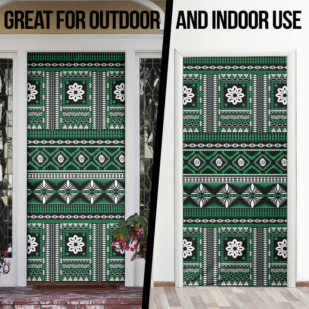 Fiji Masi Tapa Pattern Green Door Cover LT01 - Polynesian Pride