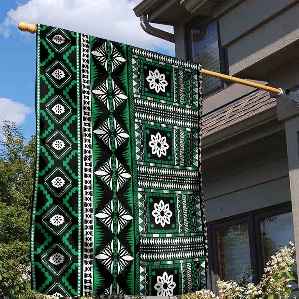 Fiji Masi Tapa Pattern Green Garden Flag LT01 - Polynesian Pride