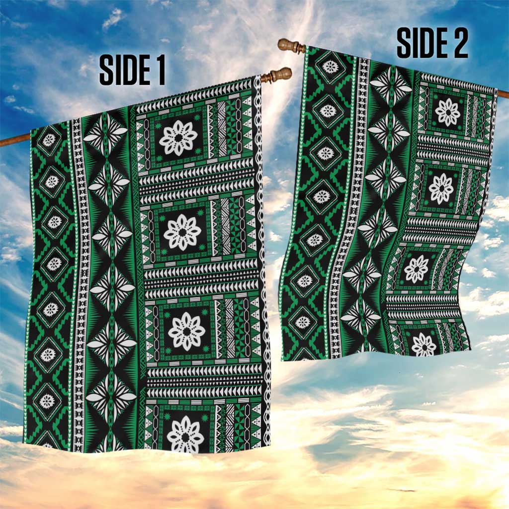 Fiji Masi Tapa Pattern Green Garden Flag LT01 - Polynesian Pride