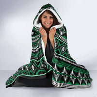 Fiji Masi Tapa Pattern Green Hooded Blanket LT01 - Polynesian Pride