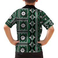 Fiji Masi Tapa Pattern Green Kid Hawaiian Shirt LT01 - Polynesian Pride