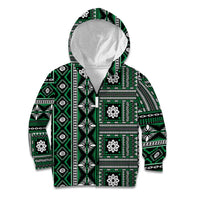 Fiji Masi Tapa Pattern Green Kid Hoodie LT01 Zip Hoodie Green - Polynesian Pride