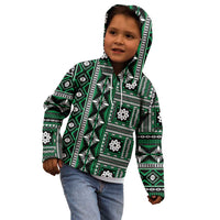 Fiji Masi Tapa Pattern Green Kid Hoodie LT01 - Polynesian Pride