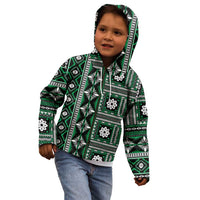 Fiji Masi Tapa Pattern Green Kid Hoodie LT01 - Polynesian Pride