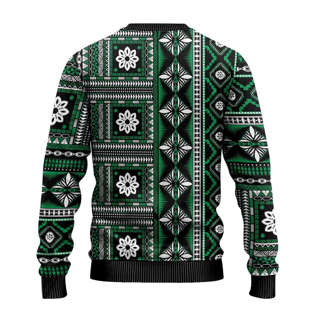 Fiji Masi Tapa Pattern Green Ugly Christmas Sweater LT01 - Polynesian Pride