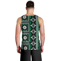 Fiji Masi Tapa Pattern Green Men Tank Top LT01 - Polynesian Pride