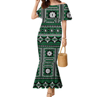 Fiji Masi Tapa Pattern Green Mermaid Dress LT01 Women Green - Polynesian Pride