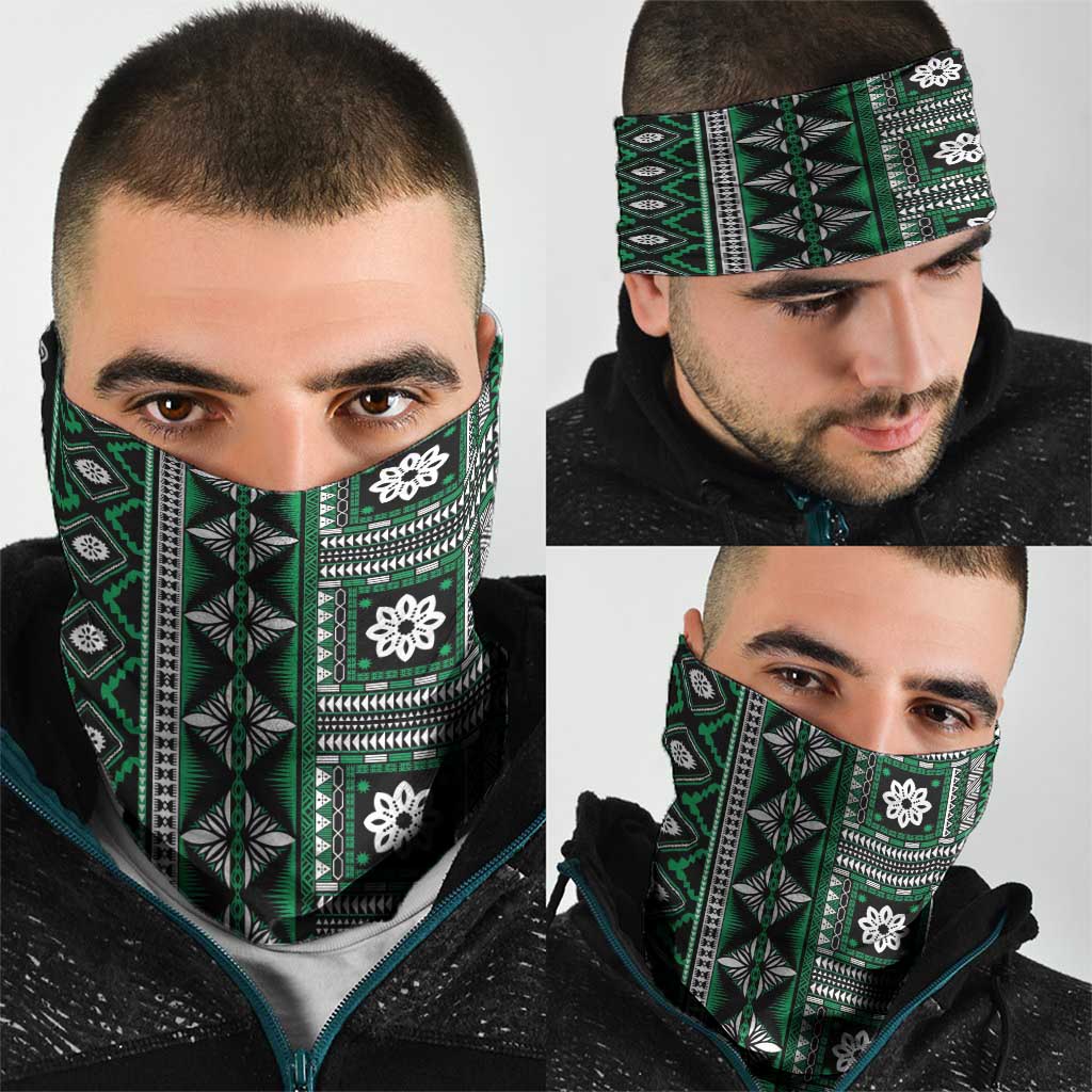 Fiji Masi Tapa Pattern Green Neck Gaiter LT01 - Polynesian Pride
