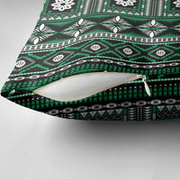 Fiji Masi Tapa Pattern Green Pillow Cover LT01 - Polynesian Pride
