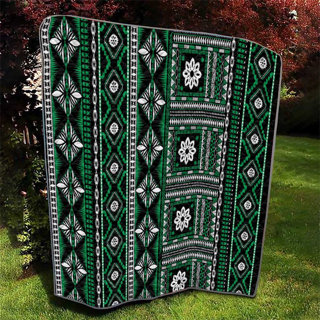 Fiji Masi Tapa Pattern Green Quilt LT01 - Polynesian Pride