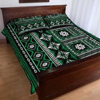 Fiji Masi Tapa Pattern Green Quilt Bed Set LT01 - Polynesian Pride