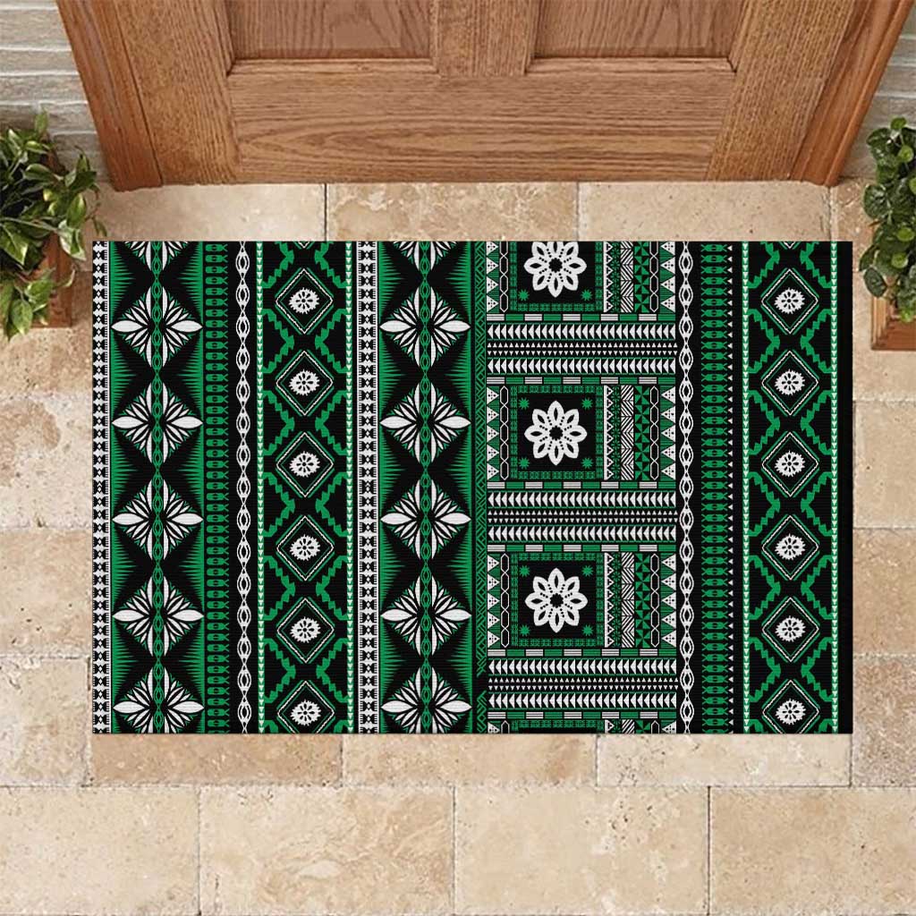 Fiji Masi Tapa Pattern Green Rubber Doormat LT01 Green - Polynesian Pride