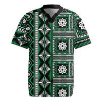 Fiji Masi Tapa Pattern Green Rugby Jersey LT01 Green - Polynesian Pride