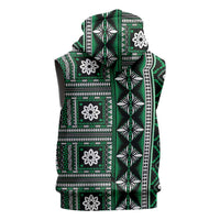 Fiji Masi Tapa Pattern Green Sleeveless Hoodie LT01 - Polynesian Pride