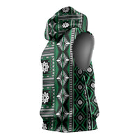 Fiji Masi Tapa Pattern Green Sleeveless Hoodie LT01 - Polynesian Pride
