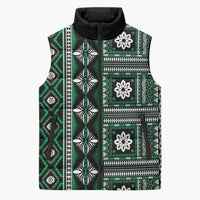 Fiji Masi Tapa Pattern Green Sleeveless Puffer Jacket LT01 Unisex Green - Polynesian Pride