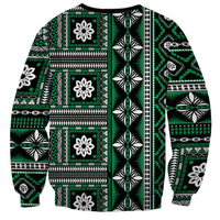 Fiji Masi Tapa Pattern Green Sweatshirt LT01 - Polynesian Pride