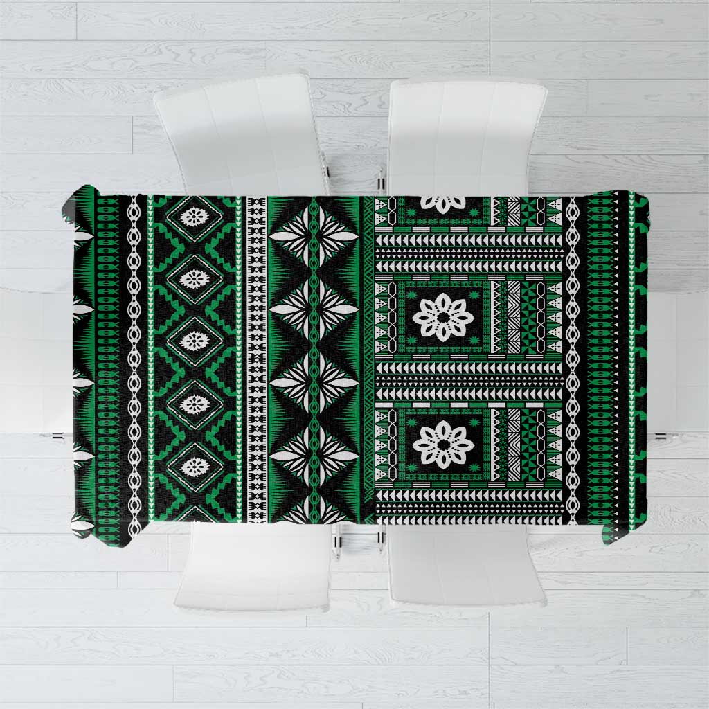 Fiji Masi Tapa Pattern Green Tablecloth LT01 Green - Polynesian Pride