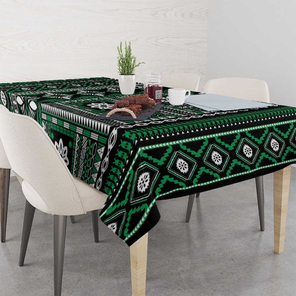 Fiji Masi Tapa Pattern Green Tablecloth LT01 - Polynesian Pride
