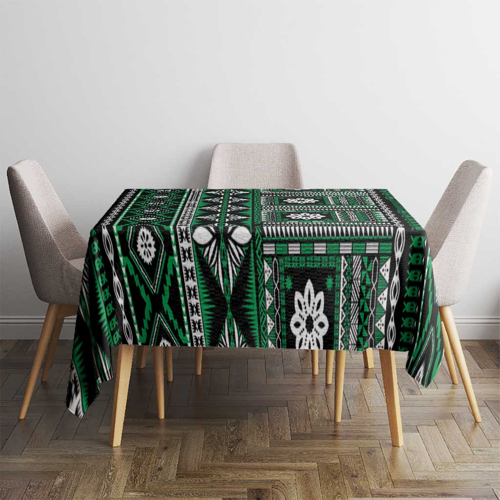 Fiji Masi Tapa Pattern Green Tablecloth LT01 - Polynesian Pride