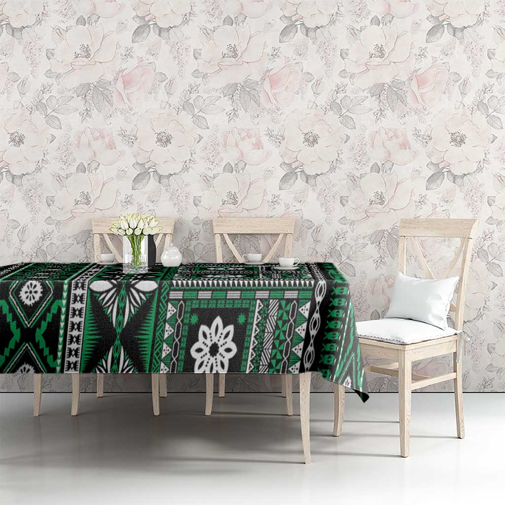 Fiji Masi Tapa Pattern Green Tablecloth LT01 - Polynesian Pride