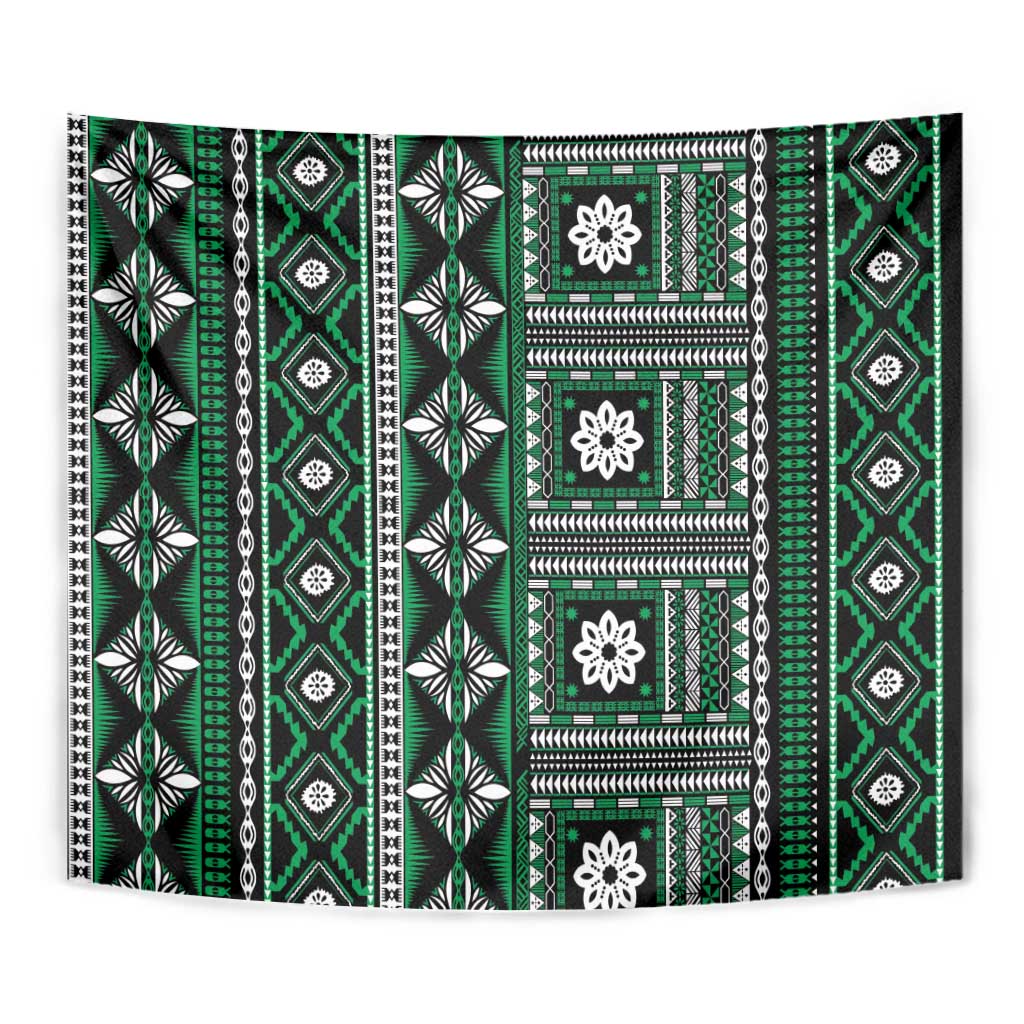 Fiji Masi Tapa Pattern Green Tapestry LT01 - Polynesian Pride