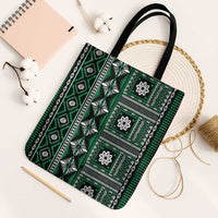 Fiji Masi Tapa Pattern Green Tote Bag LT01 Black Strap One Size Green - Polynesian Pride