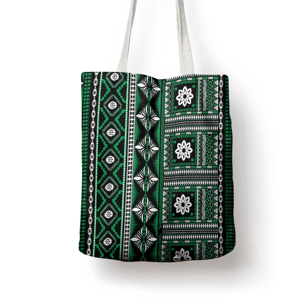 Fiji Masi Tapa Pattern Green Tote Bag LT01 - Polynesian Pride