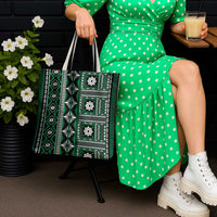 Fiji Masi Tapa Pattern Green Tote Bag LT01 - Polynesian Pride